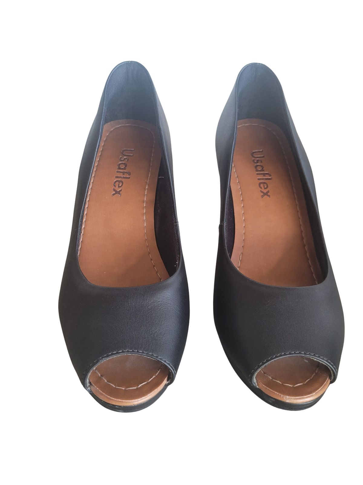 Peep Toe	Preto Couro - Salto 7