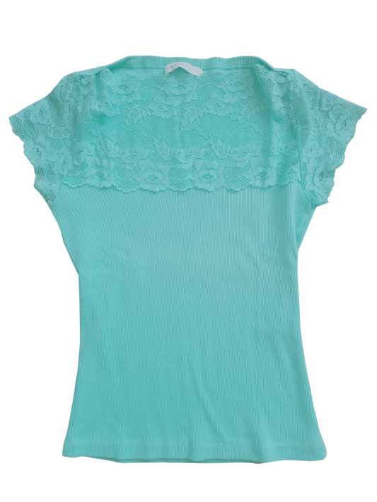 Blusa Verde Manga japonesa com renda