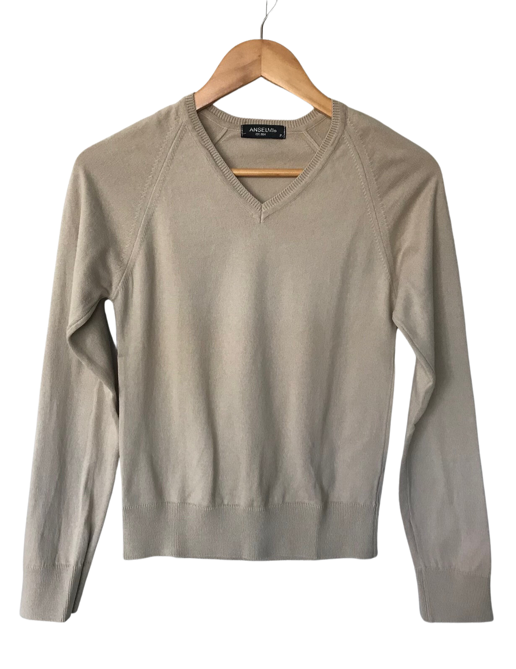 Blusa Nude/Cru em Modal Gola V - Anselmi