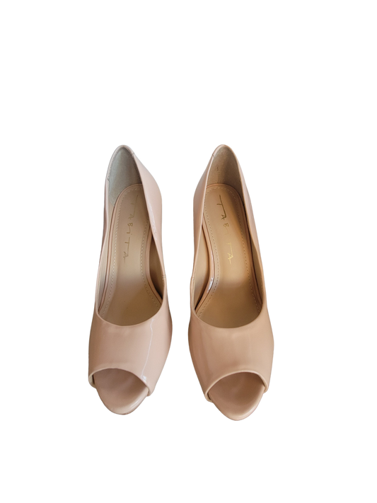 Peep Toe	Nude Verniz - Salto 10