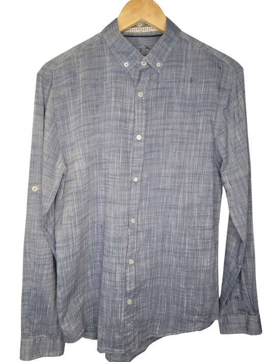 Camisa Azul mescla Manga Longa