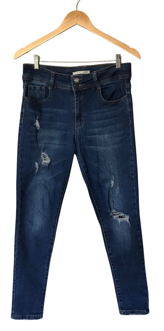 Calça Jeans Azul com Rasgos - Klique B