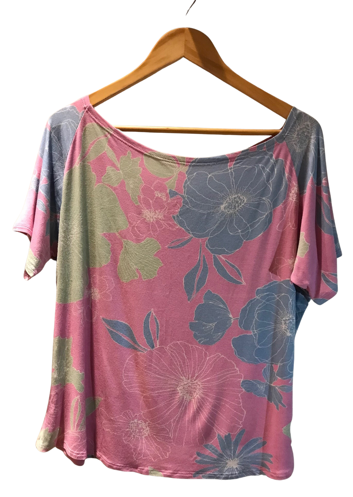 Blusa Rosa Floral Manga Curta