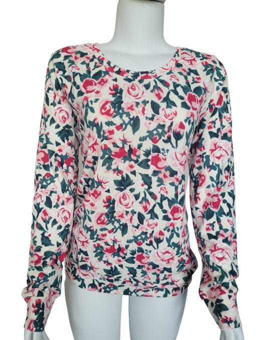 Blusa Floral (verde/rosa) Manga Longa em linha - Pop Me